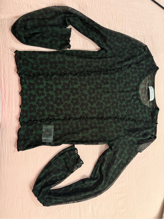 Urban Outfitters Tops - Urban Outfitters Green and Black Floral Mesh Top
